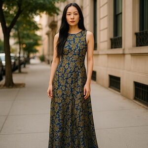 Tessuto velvet burnout maxi dress purple green floral whimsigoth MEDIUM vintage